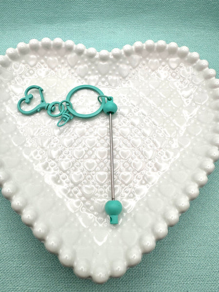 Heart shaped key ring with 3 inch beadable bar