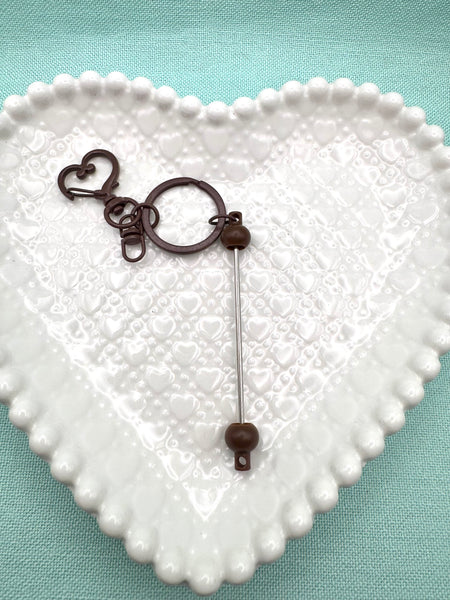 Heart shaped key ring with 3 inch beadable bar