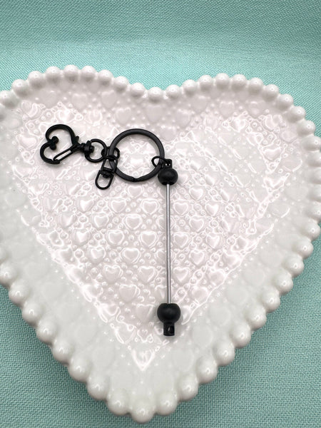 Heart shaped key ring with 3 inch beadable bar