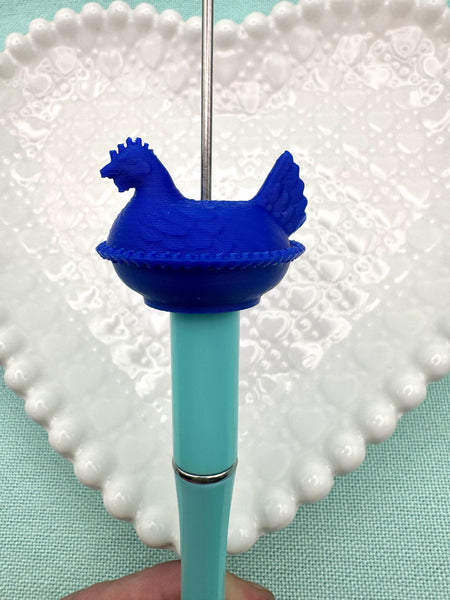 Royal blue hen on nest bead