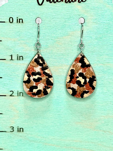 Metallic neutral leopard earrings