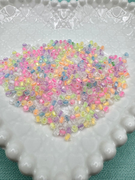 4mm bicone shaped bright colored glass beads