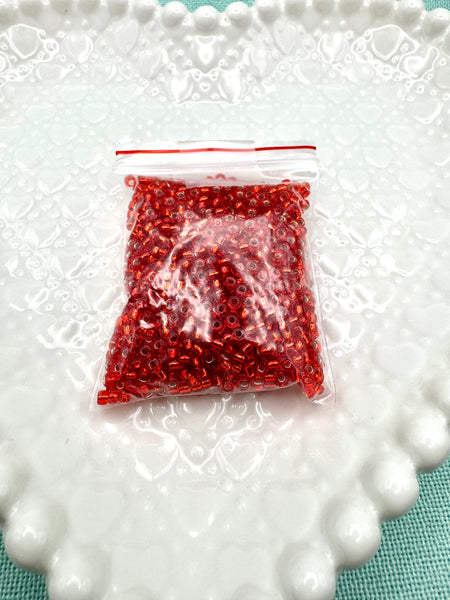 3mm metallic red glass seed beads