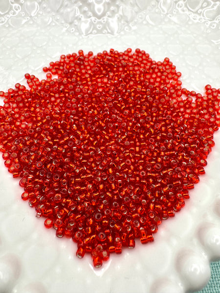 3mm metallic red glass seed beads