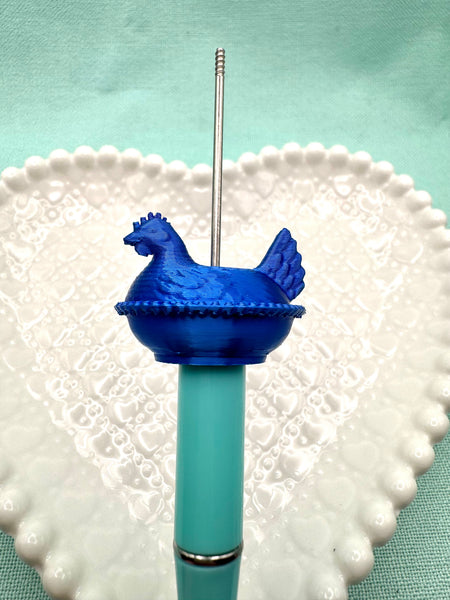 Silky royal blue hen on nest bead