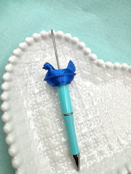 Silky royal blue hen on nest bead