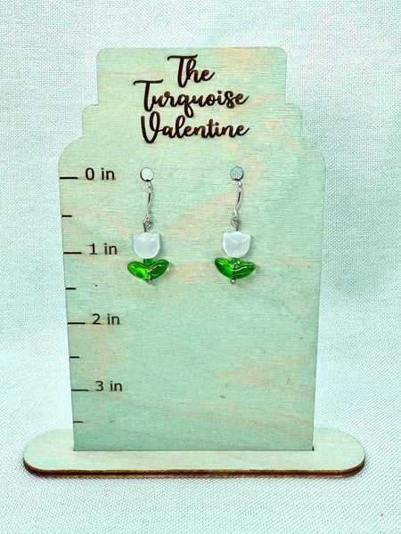 Light blue glass tulip earrings