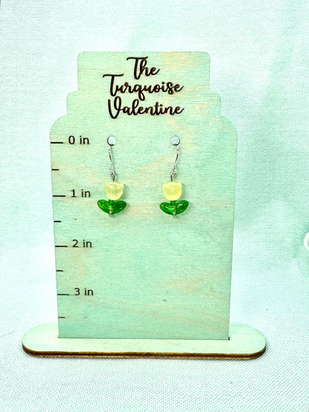 Yellow glass tulip earrings