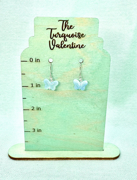 Light blue glass butterfly earrings