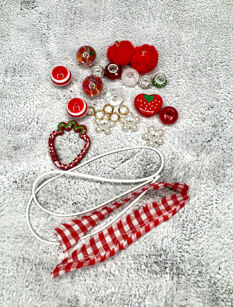 Red strawbery bag charm DIY kit