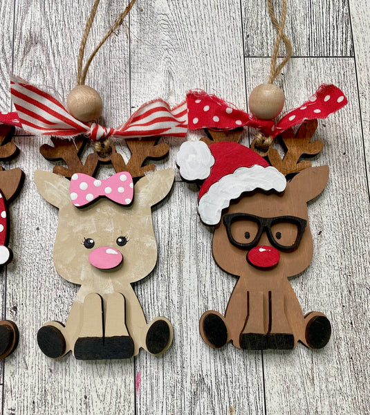 Set of 4 mix and match reindeer ornament kit