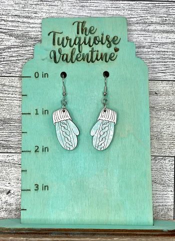 Light turquoise mitten earrings