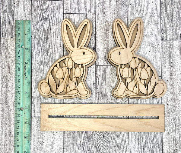 Set of 2 standing tulip bunnies