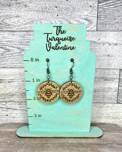 Round gold bee earrings