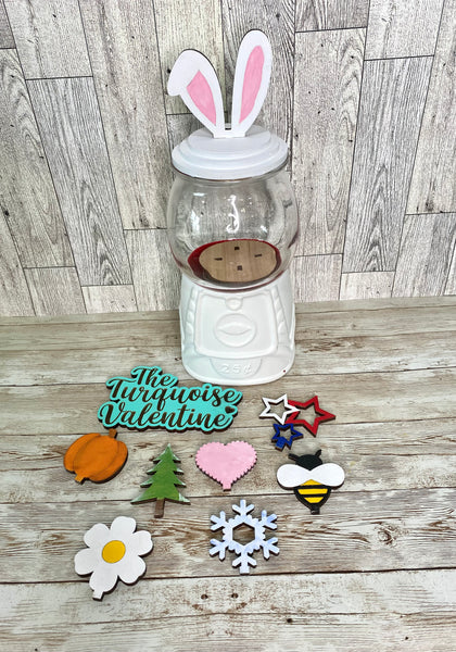 Gumball canister interchangeable topper